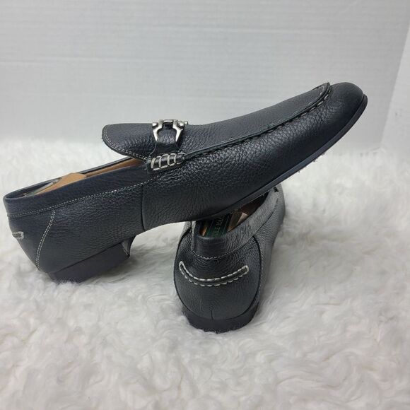 Aston Grey Navarro Black Leather Loafers Size 10.5 Casual Shoes Horsebit Detail main image 10